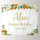 Lofaris Personalized Orange Gold Glitter Baby Shower Party Backdrops